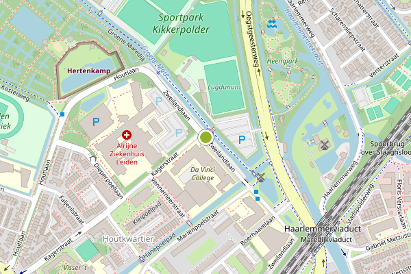 Ambulance-melding op Zweilandlaan, Leiden op 1 augustus, kaart-overzicht