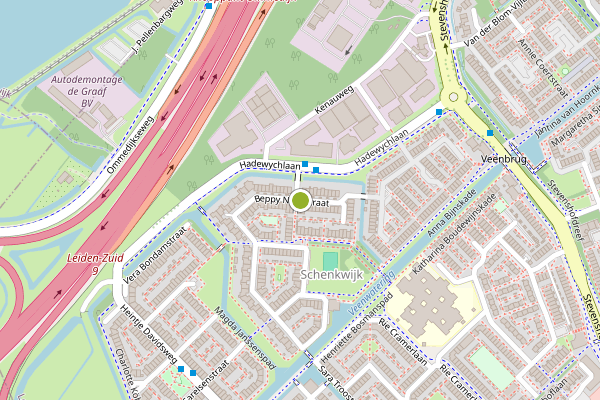 Ambulance-melding op Beppy Nooijstraat, Leiden op 1 augustus, kaart-overzicht