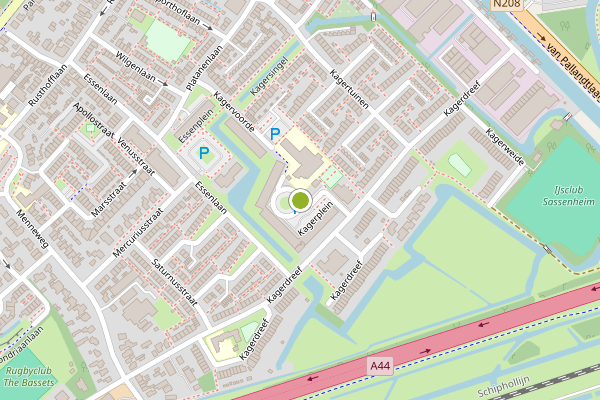 Ambulance-melding op Kagerplein, Sassenheim op 2 augustus, kaart-overzicht