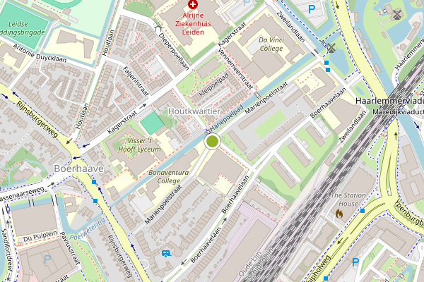 Ambulance-melding op Marienpoelstraat, Leiden op 2 augustus, kaart-overzicht