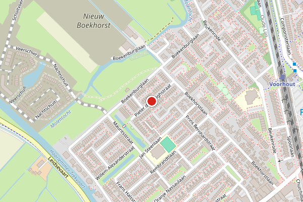Brandweer-melding op Pieter de Hooghstraat, Voorhout op 2 augustus, kaart-overzicht