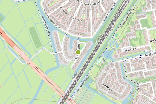Ambulance-melding op Marga Klompestraat, Leiden op 2 augustus, kaart-overzicht