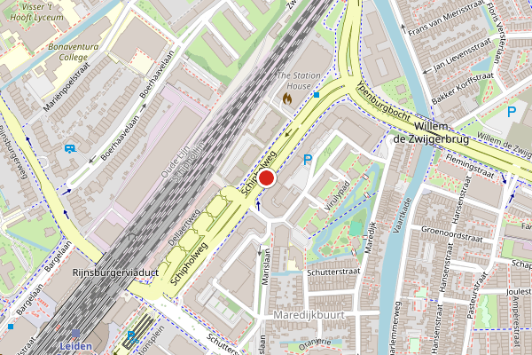 Brandweer-melding op Schipholweg, Leiden op 3 augustus, kaart-overzicht