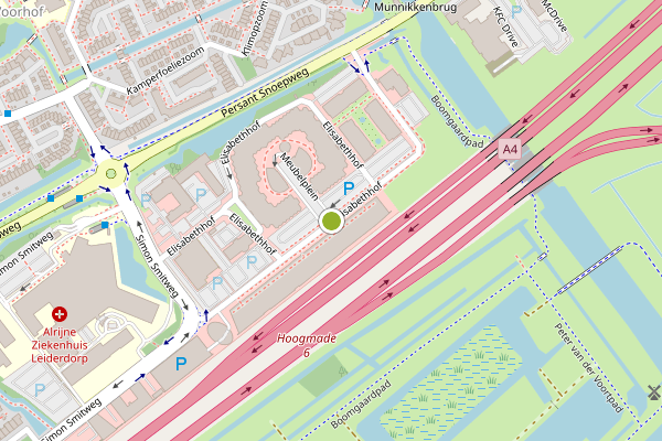 Ambulance-melding op Elisabethhof, Leiderdorp op 3 augustus, kaart-overzicht
