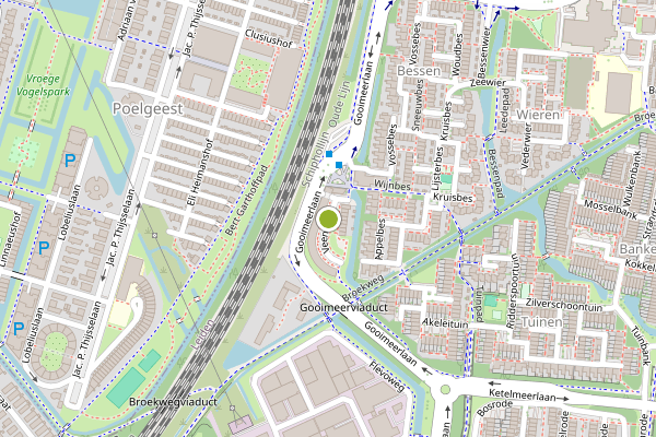 Ambulance-melding op Veenbes, Leiden op 4 augustus, kaart-overzicht