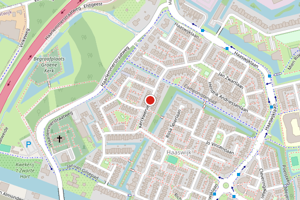 Brandweer-melding op Kerckwervelaan, Oegstgeest op 4 augustus, kaart-overzicht