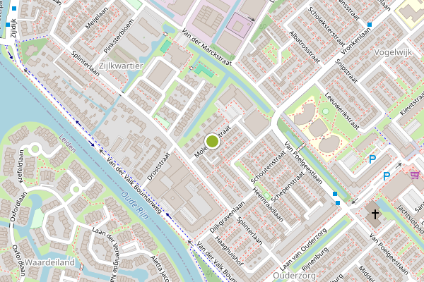 Ambulance-melding op Molenaarstraat, Leiderdorp op 4 augustus, kaart-overzicht