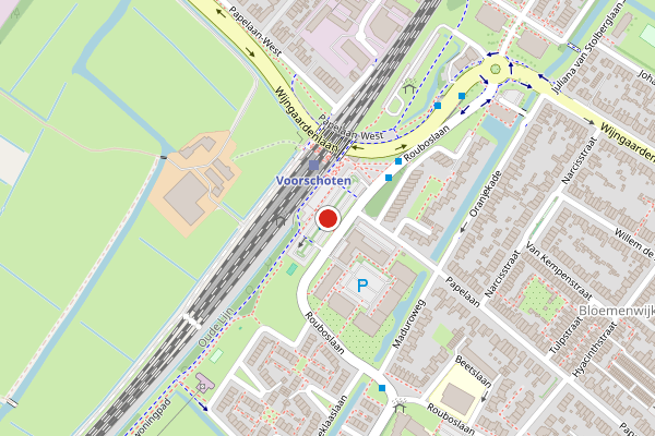 Brandweer-melding op Stationsplein, Voorschoten op 4 augustus, kaart-overzicht