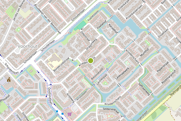 Ambulance-melding op Kruidenschans, Voorhout op 4 augustus, kaart-overzicht