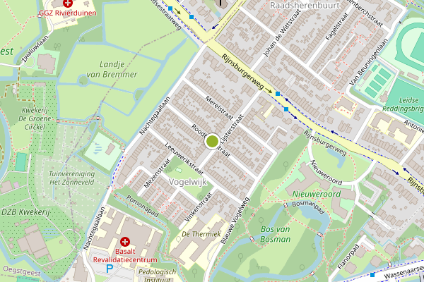 Ambulance-melding op Roodborststraat, Leiden op 5 augustus, kaart-overzicht