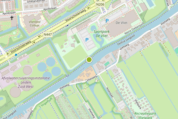 Ambulance-melding op Delftse Jaagpad, Leiden op 5 augustus, kaart-overzicht