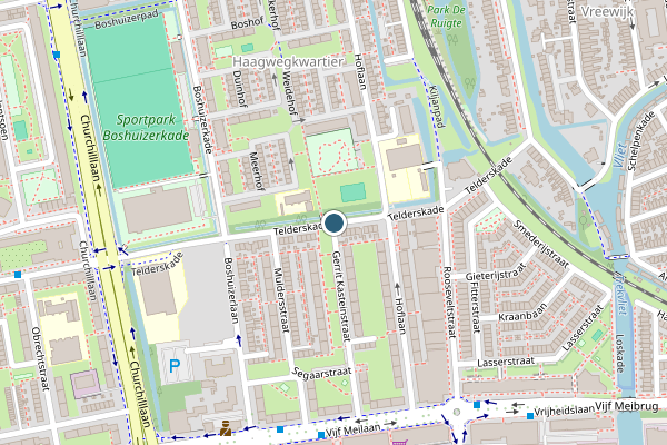 Politie-melding op Telderskade, Leiden op 5 augustus, kaart-overzicht