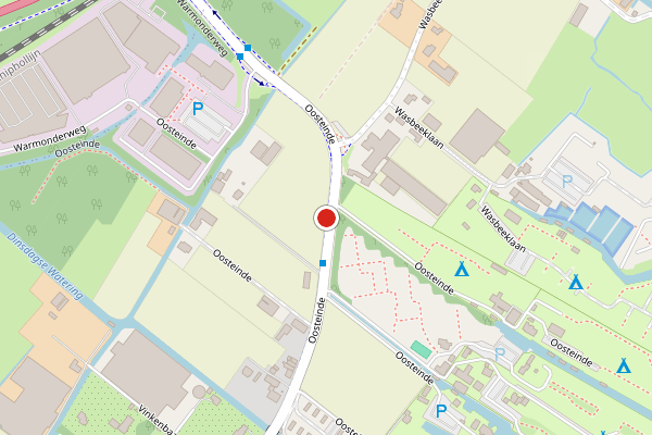 Brandweer-melding op Oosteinde, Warmond op 5 augustus, kaart-overzicht