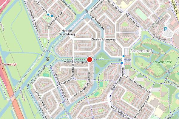 Brandweer-melding op Maartje Offerspad, Leiden op 6 augustus, kaart-overzicht