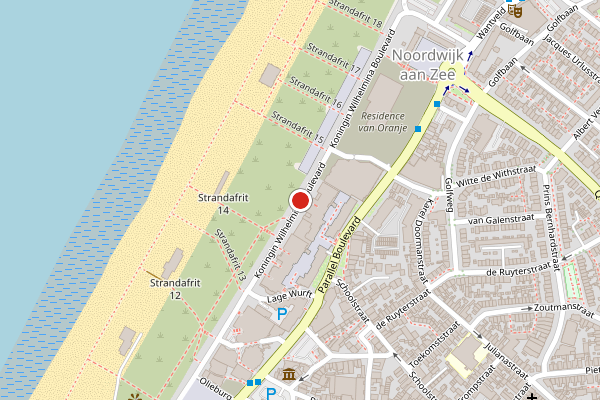 Brandweer-melding op Koningin Wilhelmina Boulevard, Noordwijk op 6 augustus, kaart-overzicht