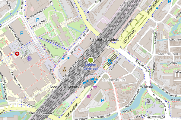 Ambulance-melding op Stationsplein, Leiden op 6 augustus, kaart-overzicht