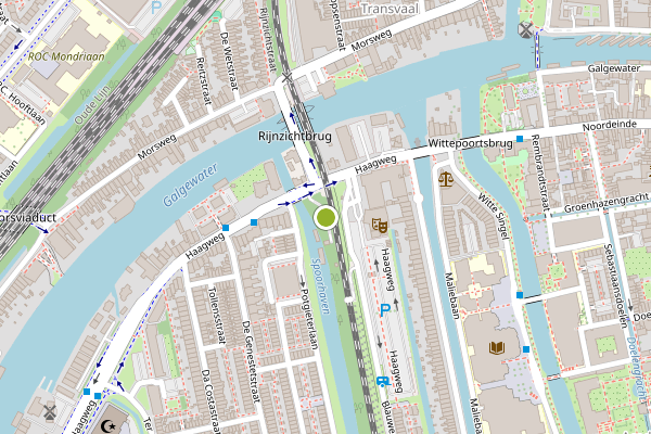Ambulance-melding op Spoorweghavenpad, Leiden op 6 augustus, kaart-overzicht