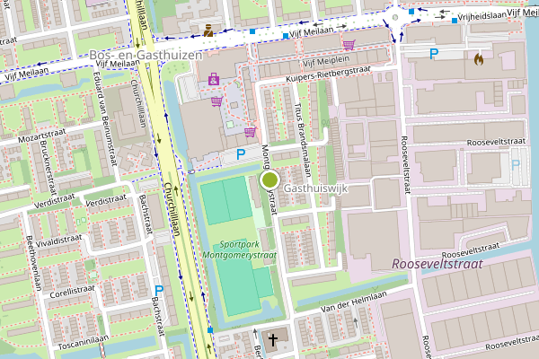 Ambulance-melding op Montgomerystraat, Leiden op 28 mei, kaart-overzicht