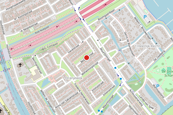 Brandweer-melding op Beatrixstraat, Leiderdorp op 27 mei, kaart-overzicht