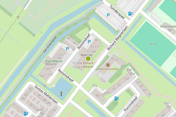 Ambulance-melding op Richard Wagnerlaan, Voorschoten op 25 mei, kaart-overzicht