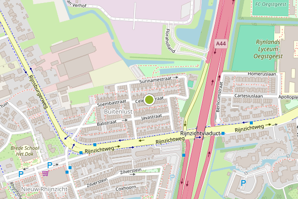 Ambulance-melding op Celebesstraat, Oegstgeest op 28 mei, kaart-overzicht
