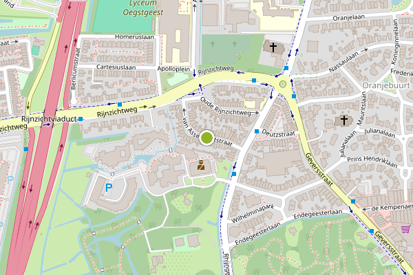 Ambulance-melding op van Assendelftstraat, Oegstgeest op 28 mei, kaart-overzicht