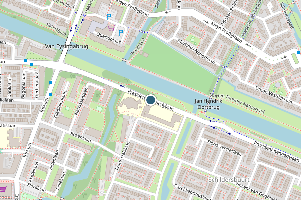Politie-melding op President Kennedylaan, Oegstgeest op 27 mei, kaart-overzicht