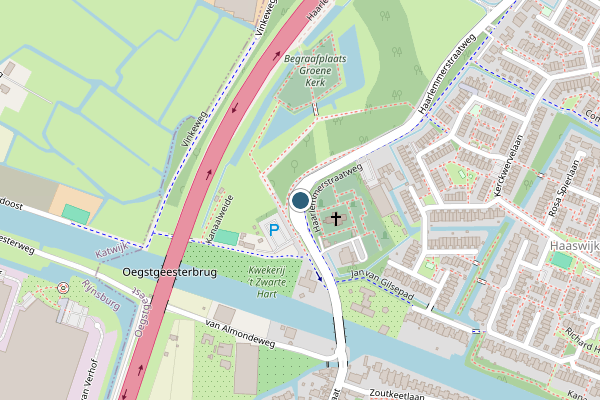 Politie-melding op Haarlemmerstraatweg, Oegstgeest op 26 mei, kaart-overzicht