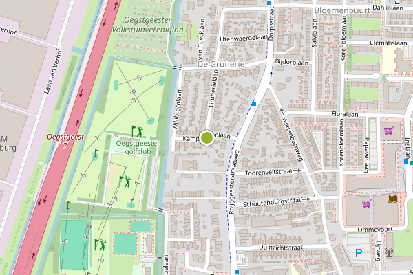 Ambulance-melding op Kamphuizenlaan, Oegstgeest op 25 mei, kaart-overzicht