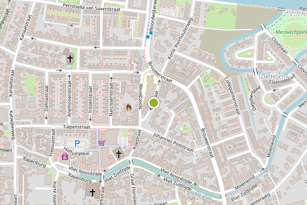 Ambulance-melding op Koestraat, Rijnsburg op 27 mei, kaart-overzicht