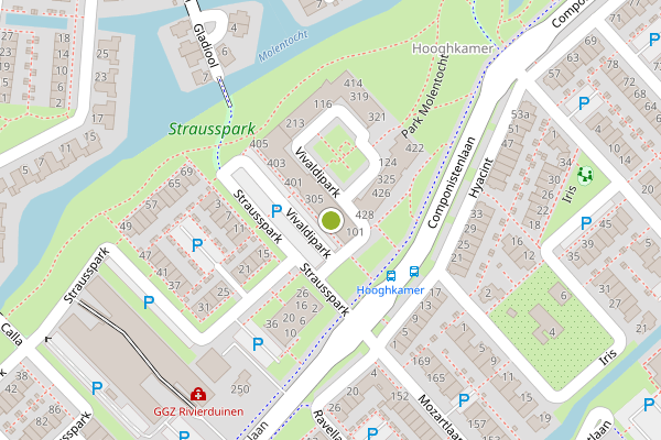 Ambulance-melding op Vivaldipark, Voorhout op 27 mei, kaart-overzicht