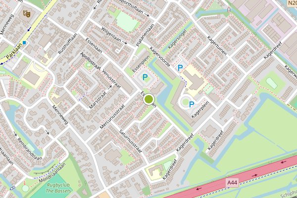Ambulance-melding op Essenlaan, Sassenheim op 26 mei, kaart-overzicht