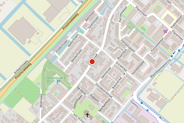 Brandweer-melding op Kerkstraat, Noordwijkerhout op 25 mei, kaart-overzicht