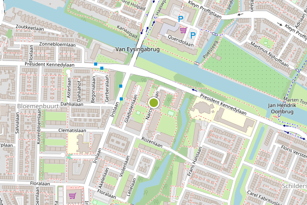 Ambulance-melding op Narcissenlaan, Oegstgeest op 29 mei, kaart-overzicht