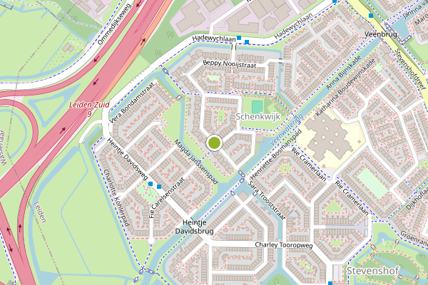 Ambulance-melding op Fien de la Marstraat, Leiden op 30 mei, kaart-overzicht