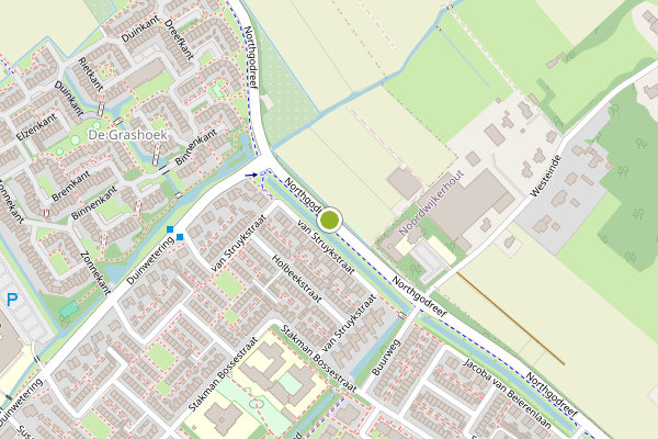 Ambulance-melding op Northgodreef, Noordwijk op 30 mei, kaart-overzicht