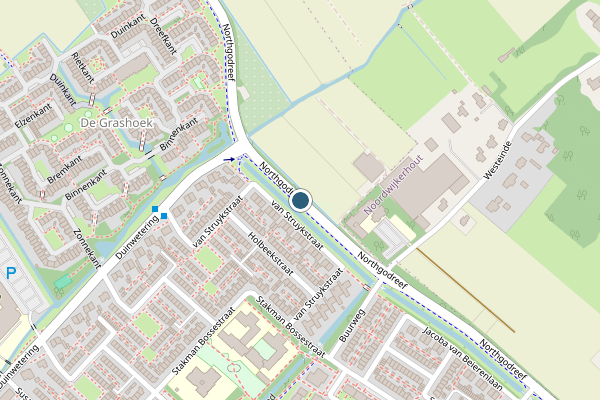 Politie-melding op Northgodreef, Noordwijk op 30 mei, kaart-overzicht