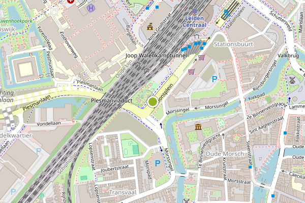 Ambulance-melding op Stationsplein, Leiden op 30 mei, kaart-overzicht