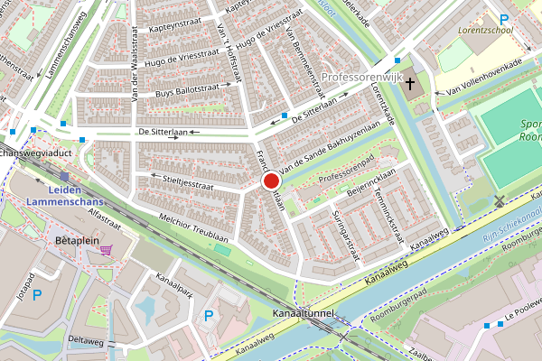 Brandweer-melding op Franchimontlaan, Leiden op 31 mei, kaart-overzicht