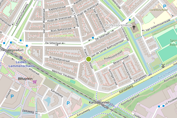 Ambulance-melding op Franchimontlaan, Leiden op 31 mei, kaart-overzicht