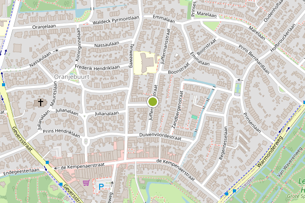 Ambulance-melding op Juffermansstraat, Oegstgeest op 1 juni, kaart-overzicht