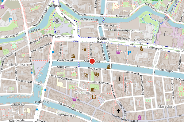 Brandweer-melding op Oude Singel, Leiden op 1 juni, kaart-overzicht