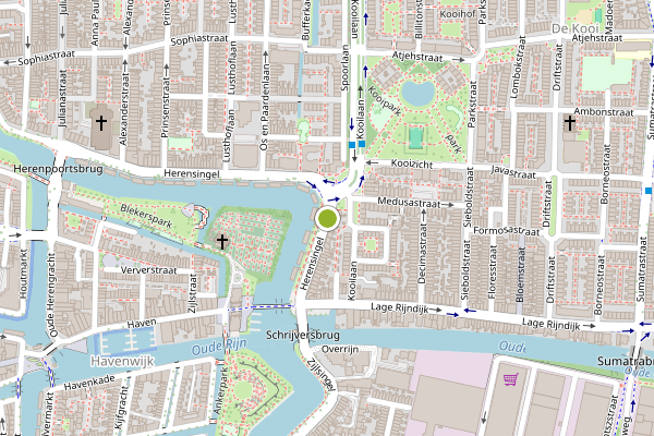 Ambulance-melding op Herensingel, Leiden op 2 juni, kaart-overzicht
