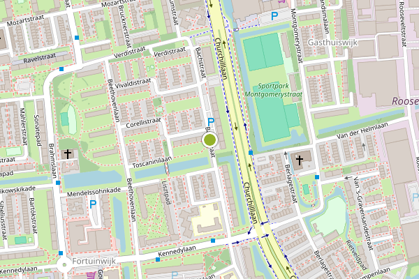 Ambulance-melding op Bachstraat, Leiden op 2 juni, kaart-overzicht