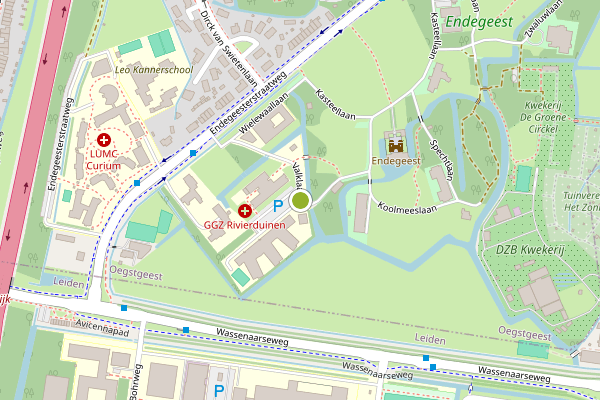 Ambulance-melding op Valklaan, Oegstgeest op 2 juni, kaart-overzicht