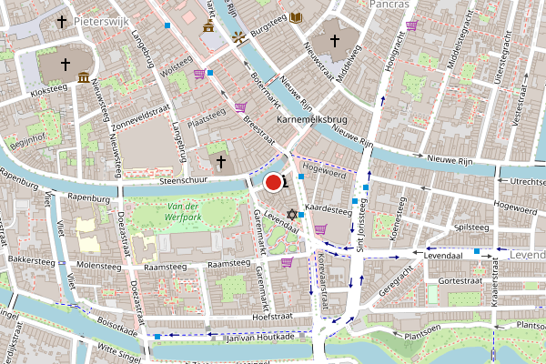 Brandweer-melding op Steenschuur, Leiden op 2 juni, kaart-overzicht