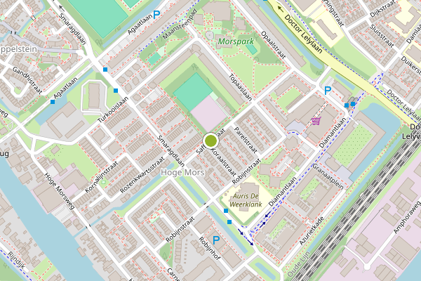 Ambulance-melding op Saffierstraat, Leiden op 2 juni, kaart-overzicht