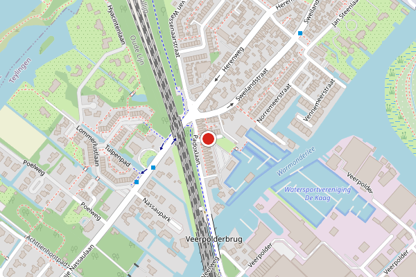 Brandweer-melding op Kaagstraat, Warmond op 2 juni, kaart-overzicht