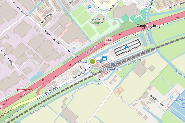 Ambulance-melding op Stationsplein, Warmond op 2 juni, kaart-overzicht