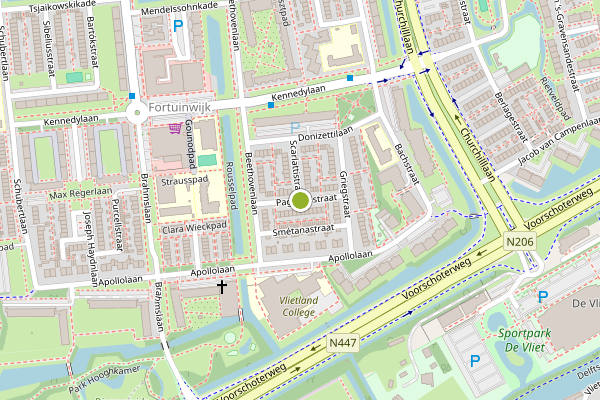 Ambulance-melding op Paganinistraat, Leiden op 3 juni, kaart-overzicht